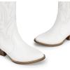 DREAM PAIRS Women’s Cowboy Cowgirl Boots Embroidered Pointed Toe Low Heel Western Mid Calf Boot for Theme Party Country Concert(White)