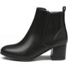 DREAM PAIRS Women’s Elastic Gore Chelsea Boots Chunky Block Heel Ankle Bootie(Black/Pu)