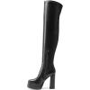 DREAM PAIRS Women’s Platform Over The Knee Thigh High Boots Chunky High Heels Square Toe Long Fall Y2K Gogo Boots(Black)