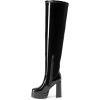 DREAM PAIRS Women’s Platform Over The Knee Thigh High Boots Chunky High Heels Square Toe Long Fall Y2K Gogo Boots(Black-pat)