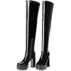 DREAM PAIRS Women’s Platform Over The Knee Thigh High Boots Chunky High Heels Square Toe Long Fall Y2K Gogo Boots(Black-pat)