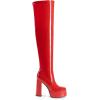DREAM PAIRS Women’s Platform Over The Knee Thigh High Boots Chunky High Heels Square Toe Long Fall Y2K Gogo Boots(Red-pat)