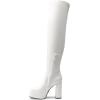 DREAM PAIRS Women’s Platform Over The Knee Thigh High Boots Chunky High Heels Square Toe Long Fall Y2K Gogo Boots(White)