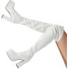 DREAM PAIRS Women’s Platform Over The Knee Thigh High Boots Chunky High Heels Square Toe Long Fall Y2K Gogo Boots(White)