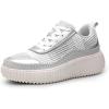 DREAM PAIRS Women Chunky City Tweed Comfortable Casual Platform Fashion Sneaker(Silver)