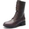 DREAM PAIRS Women’s Combat Mid Calf Boots(Dark Brown)