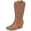 DREAM PAIRS Women’s Cowboy Cowgirl Boots Embroidered Pointed Toe Low Heel Western Mid Calf Boot for Theme Party Country Concert(All Brown)