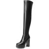 DREAM PAIRS Women’s Platform Over The Knee Thigh High Boots Chunky High Heels Square Toe Long Fall Y2K Gogo Boots(Black)