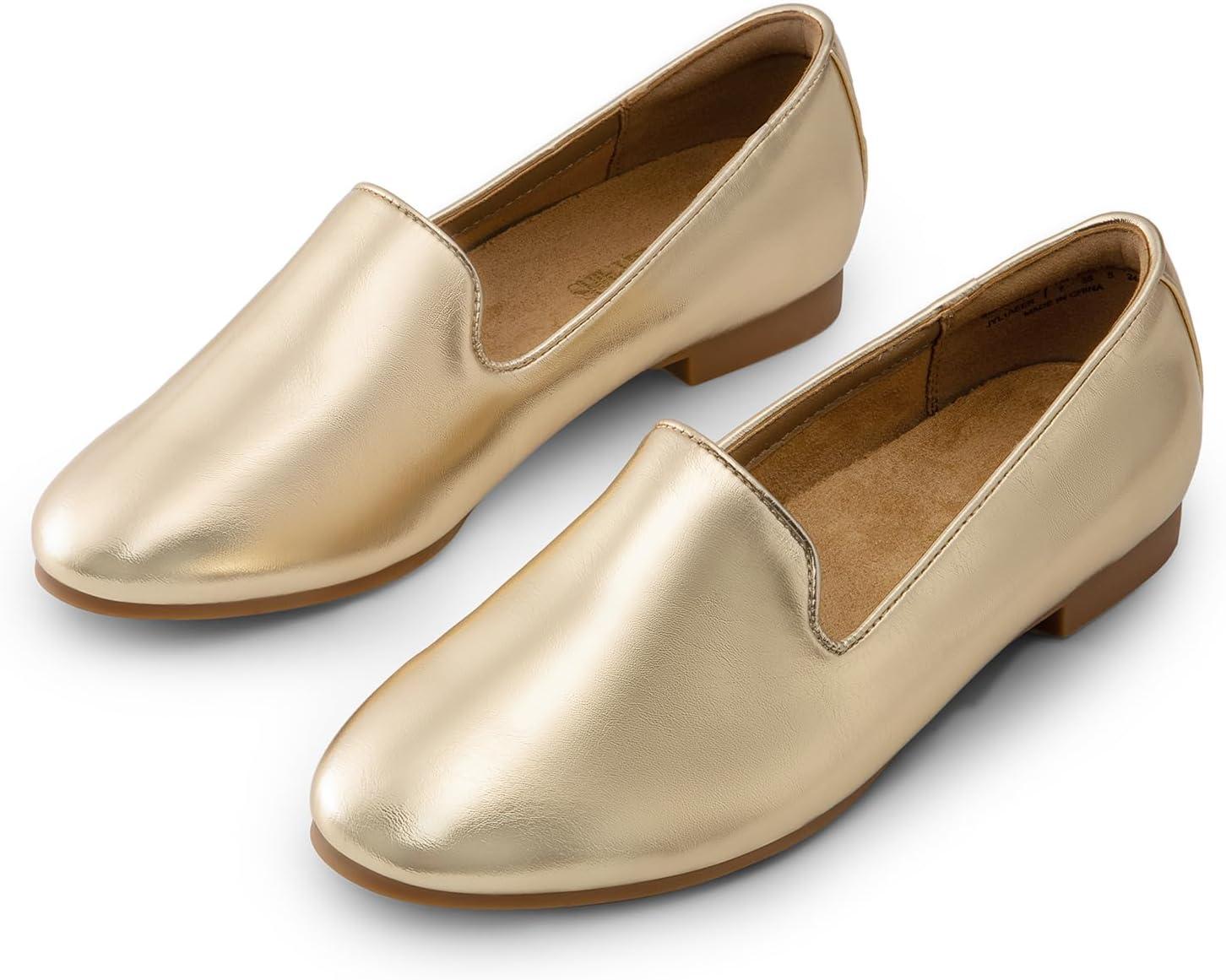 image:imageDREAM PAIRS Round Toe Flats for Women Dressy Comfortable SlipOn Dress Business Casual Office Work Shoes for WomenGold