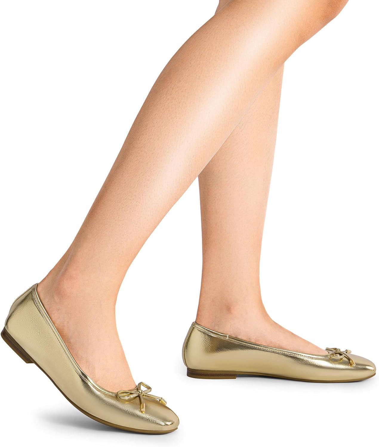 image:imageDREAM PAIRS Womens Flats Square Toe Ballet Flats Comfortable Casual Ballerina Flat Dress Shoes with Bow Suitable for Dressy Business Casual Work OfficeGold