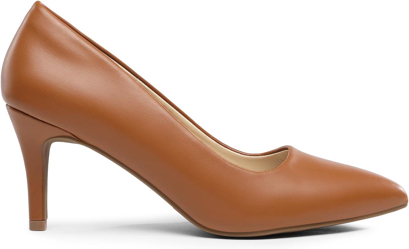 image:imageDREAM PAIRS Womens High Stiletto Heels Closed Pointed Toe Dress Pumps Shoes for Wedding Work Office Business 3 InchesBrownpu