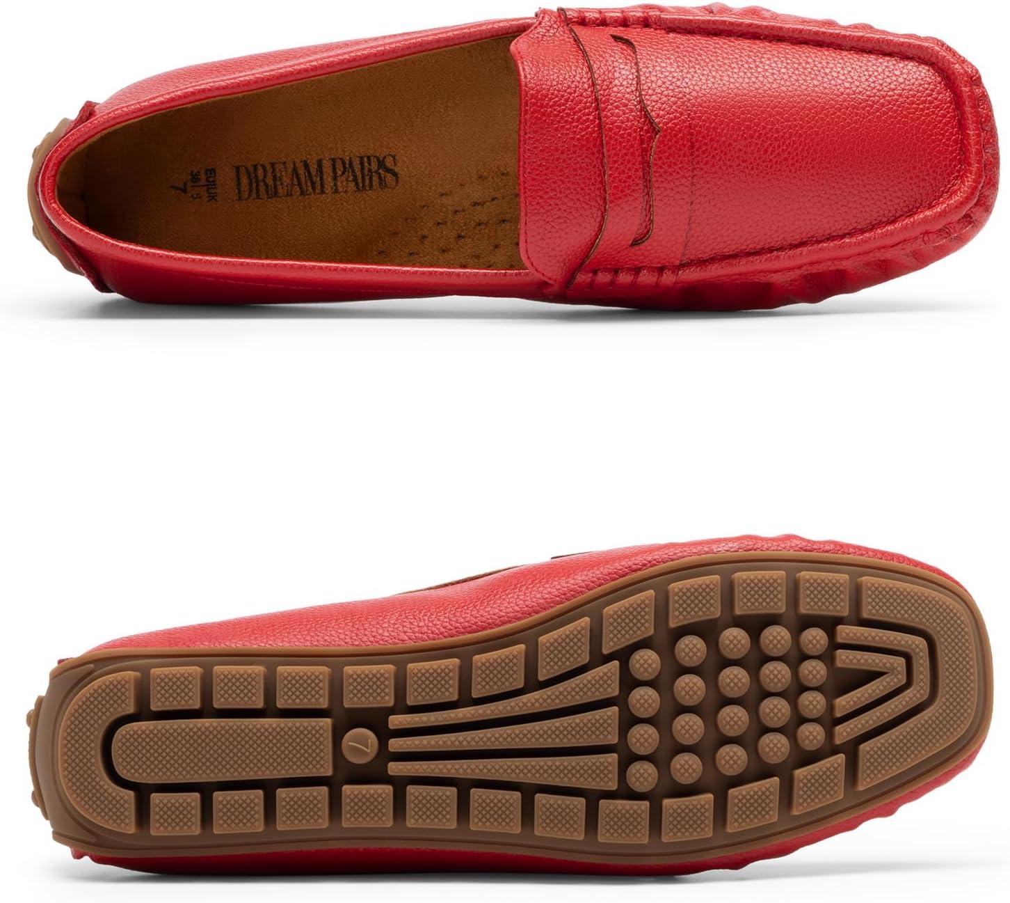 image:imageDREAM PAIRS Womens Loafers Penny Loafer Slip on Casual Dressy Comfortable Business Work Office Moccasins Driving Loafer ShoesRed
