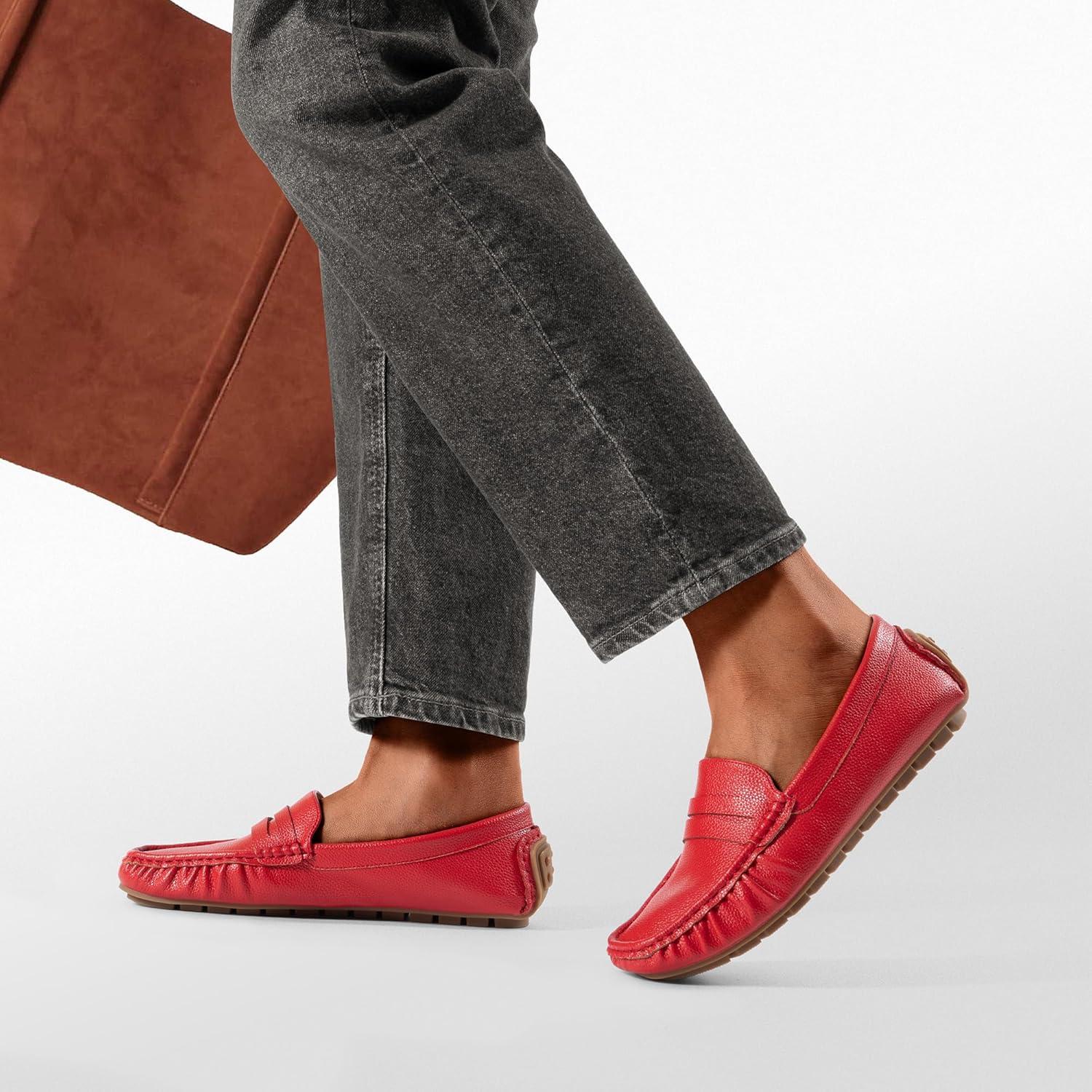 image:imageDREAM PAIRS Womens Loafers Penny Loafer Slip on Casual Dressy Comfortable Business Work Office Moccasins Driving Loafer ShoesRed
