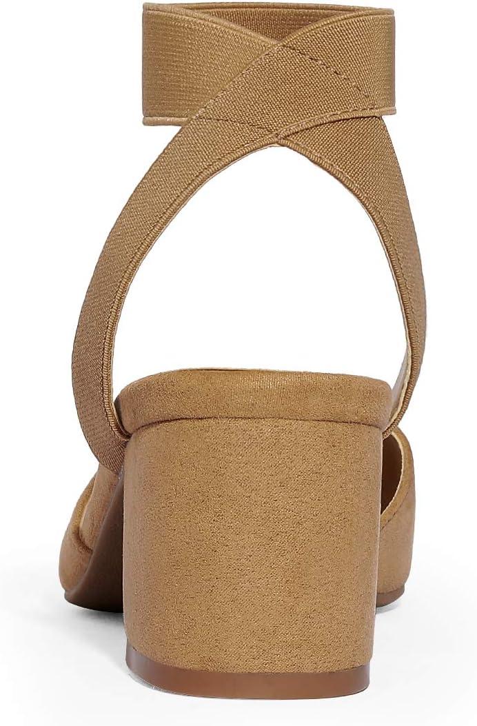 image:imageDREAM PAIRS Womens Nicholes Low Block Heel PumpsCamelSuede