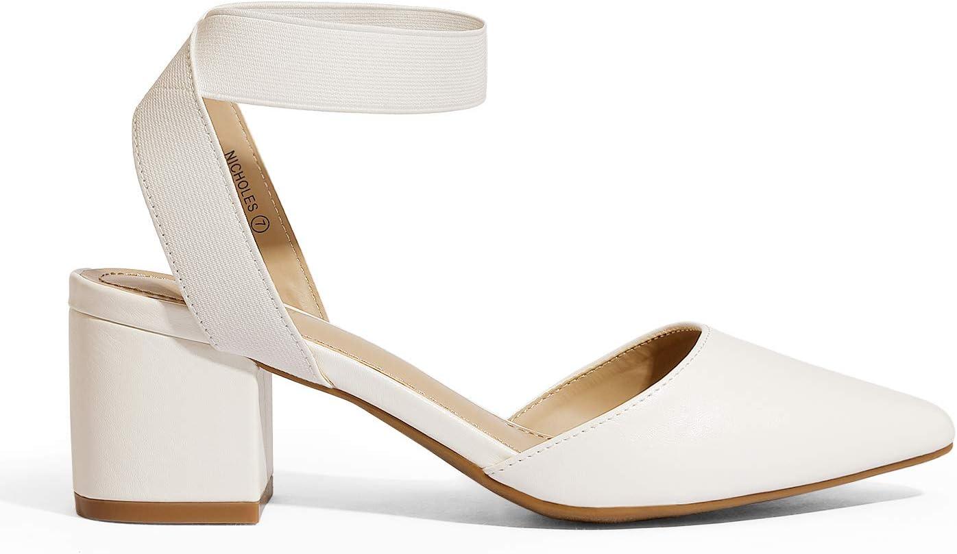 image:imageDREAM PAIRS Womens Nicholes Low Block Heel PumpsWhitePu