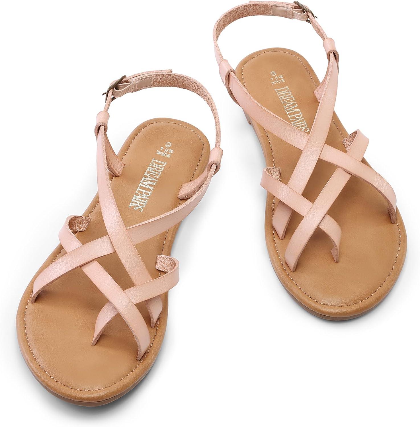 image:imageDREAM PAIRS Womens Strappy Flat SandalsNaturalpu