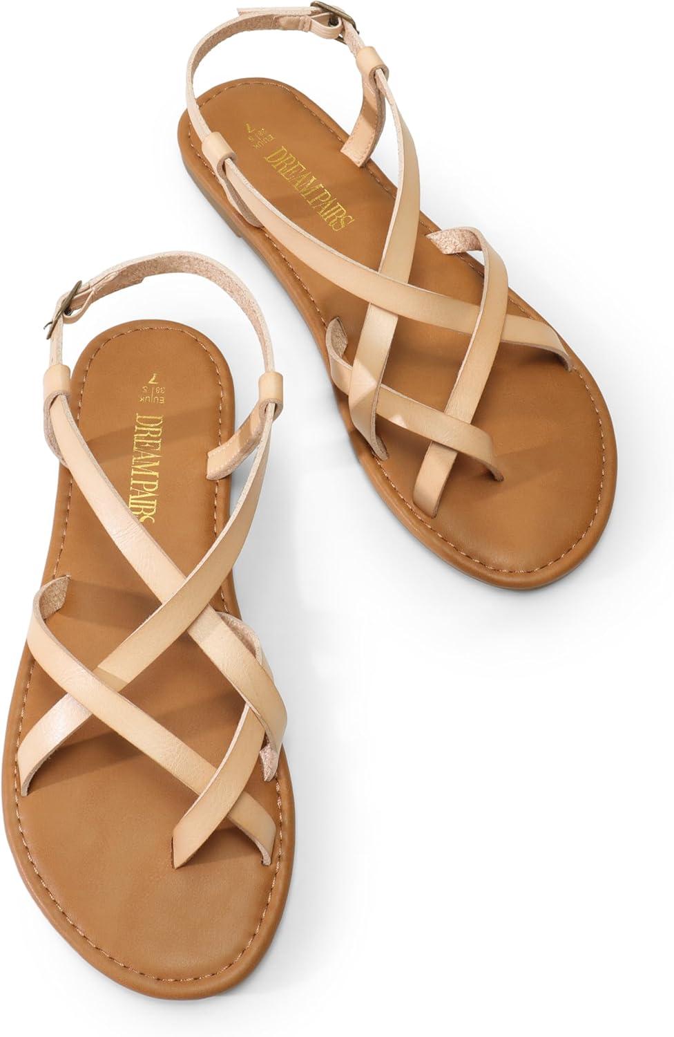 image:imageDREAM PAIRS Womens Strappy Flat SandalsNude