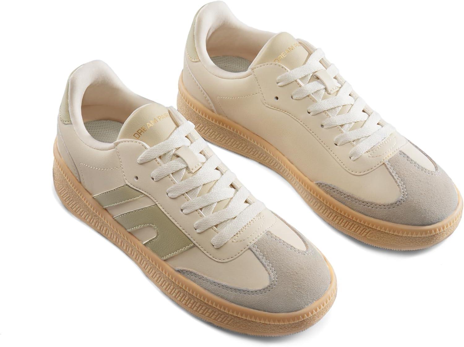image:imageDREAM PAIRS Womens Tennis Sneakers Walking Casual LaceUp Footwear Comfortable Fashion Sneakers ShoesBeige