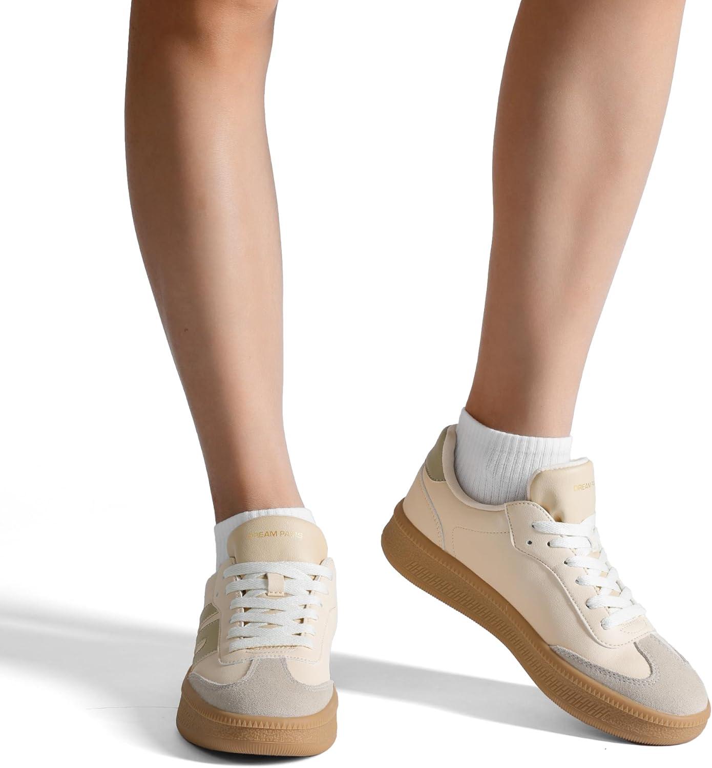 image:imageDREAM PAIRS Womens Tennis Sneakers Walking Casual LaceUp Footwear Comfortable Fashion Sneakers ShoesBeige