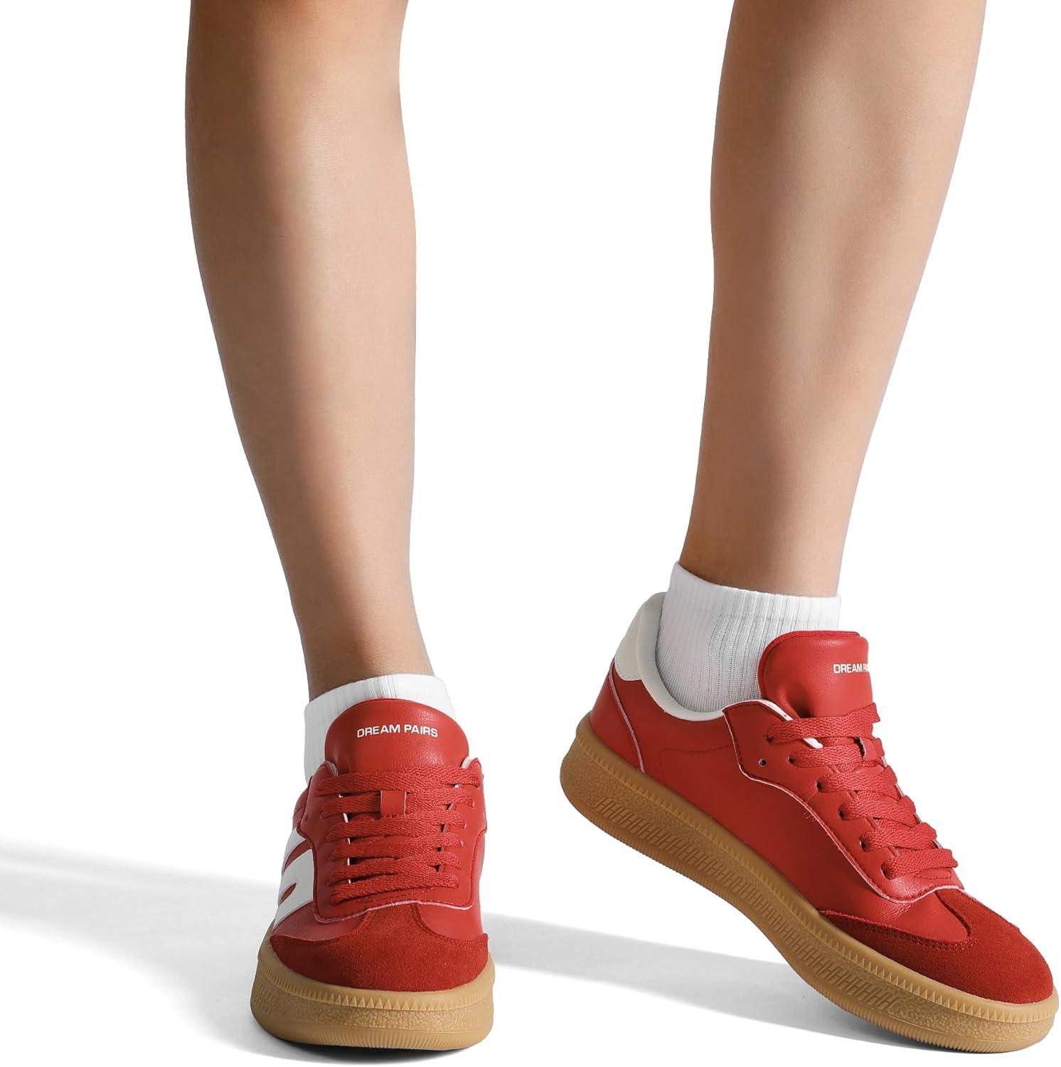image:imageDREAM PAIRS Womens Tennis Sneakers Walking Casual LaceUp Footwear Comfortable Fashion Sneakers ShoesRed