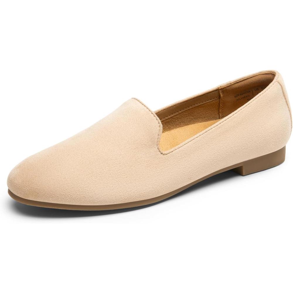 image:imageDREAM PAIRS Round Toe Flats for Women Dressy Comfortable SlipOn Dress Business Casual Office Work Shoes for WomenNudesuede