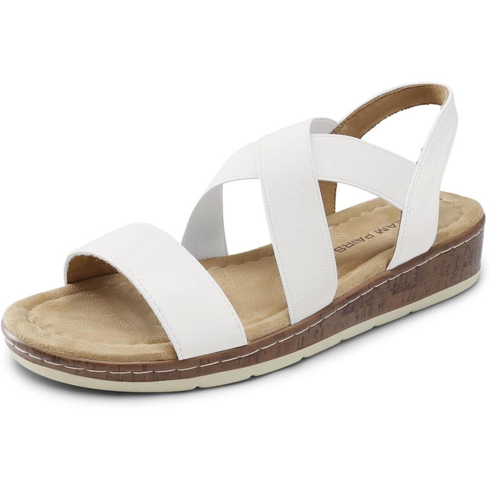 image:imageDREAM PAIRS Womens Ankle Strap Low Wedge SandalsWhite