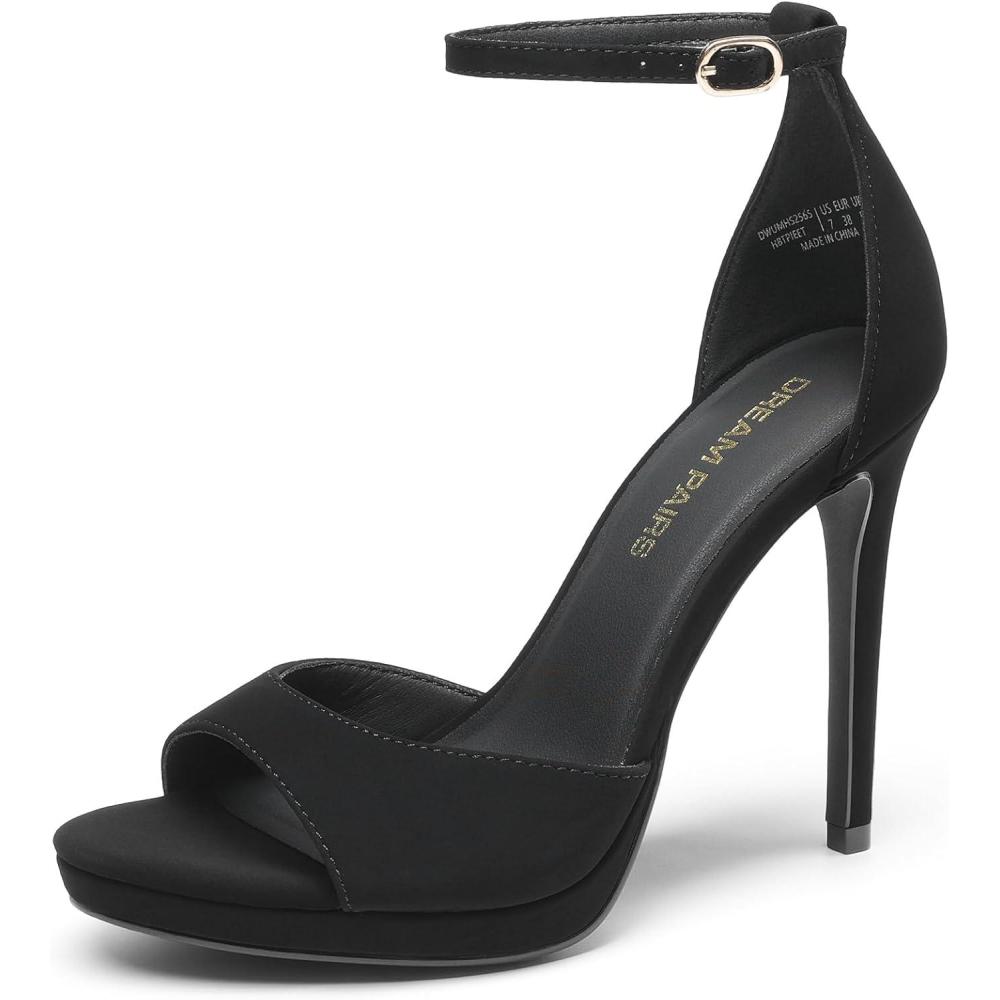image:imageDREAM PAIRS Womens Heels High Stilettos Ankle Strap Sexy Comfort Dress Shoes Wedding Bridal Pumps SandalsBlacknubuck