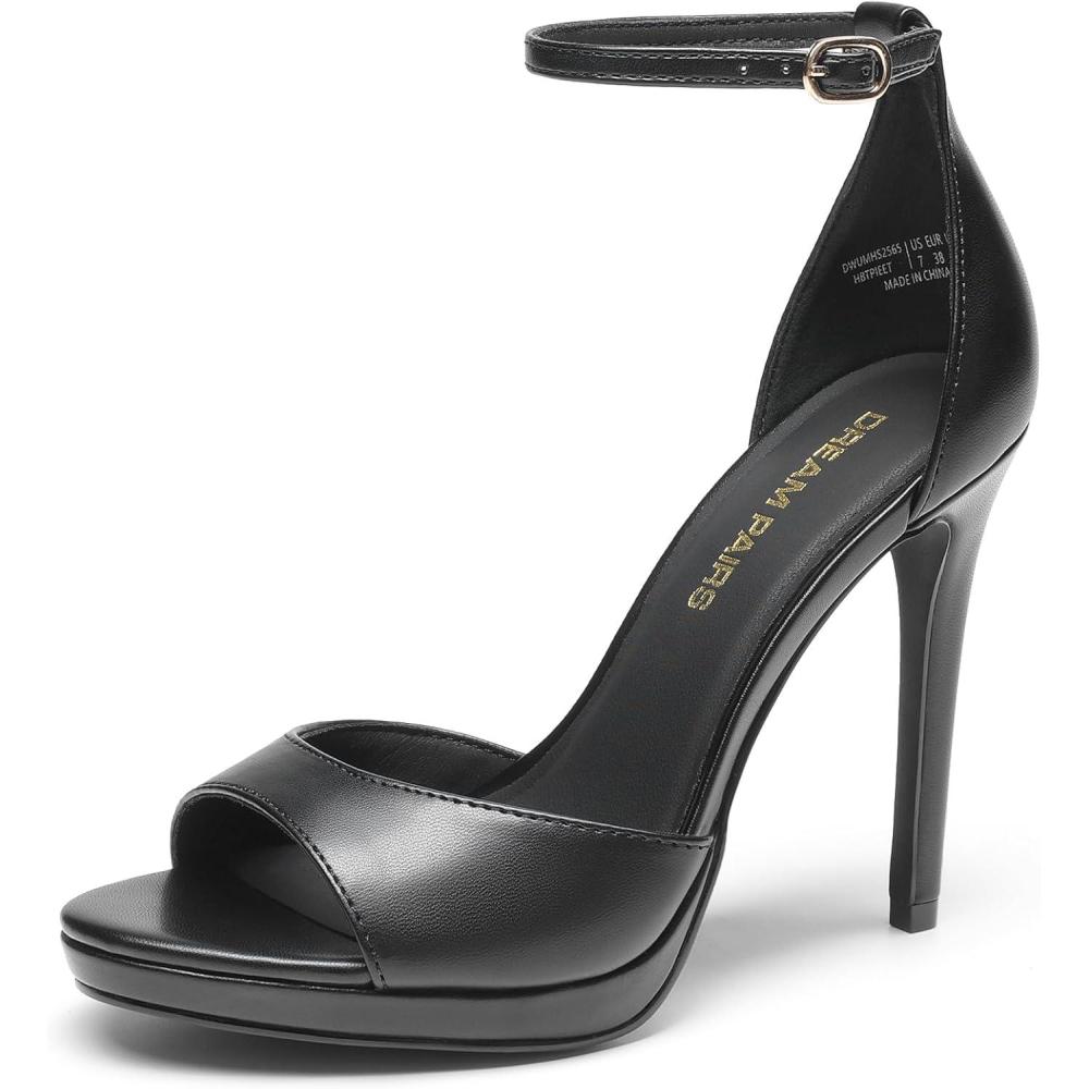 image:imageDREAM PAIRS Womens Heels High Stilettos Ankle Strap Sexy Comfort Dress Shoes Wedding Bridal Pumps SandalsBlackpu