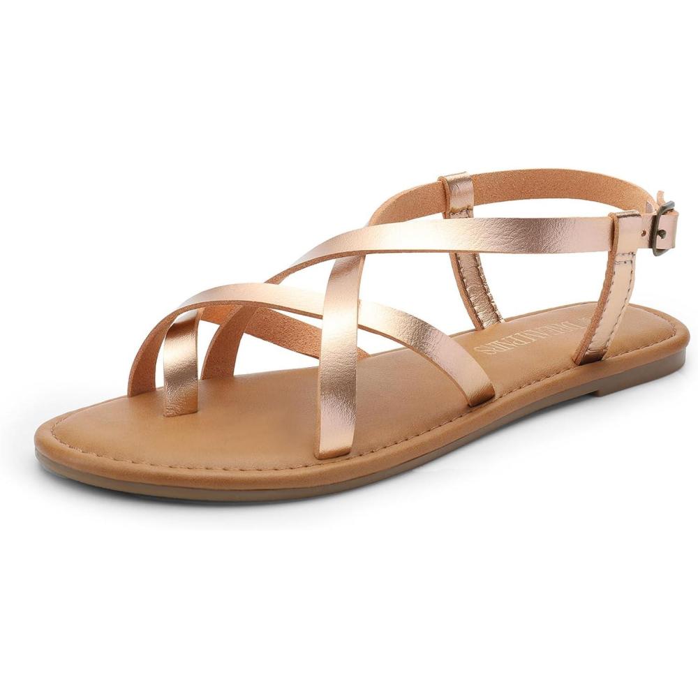image:imageDREAM PAIRS Womens Strappy Flat SandalsRose Gold