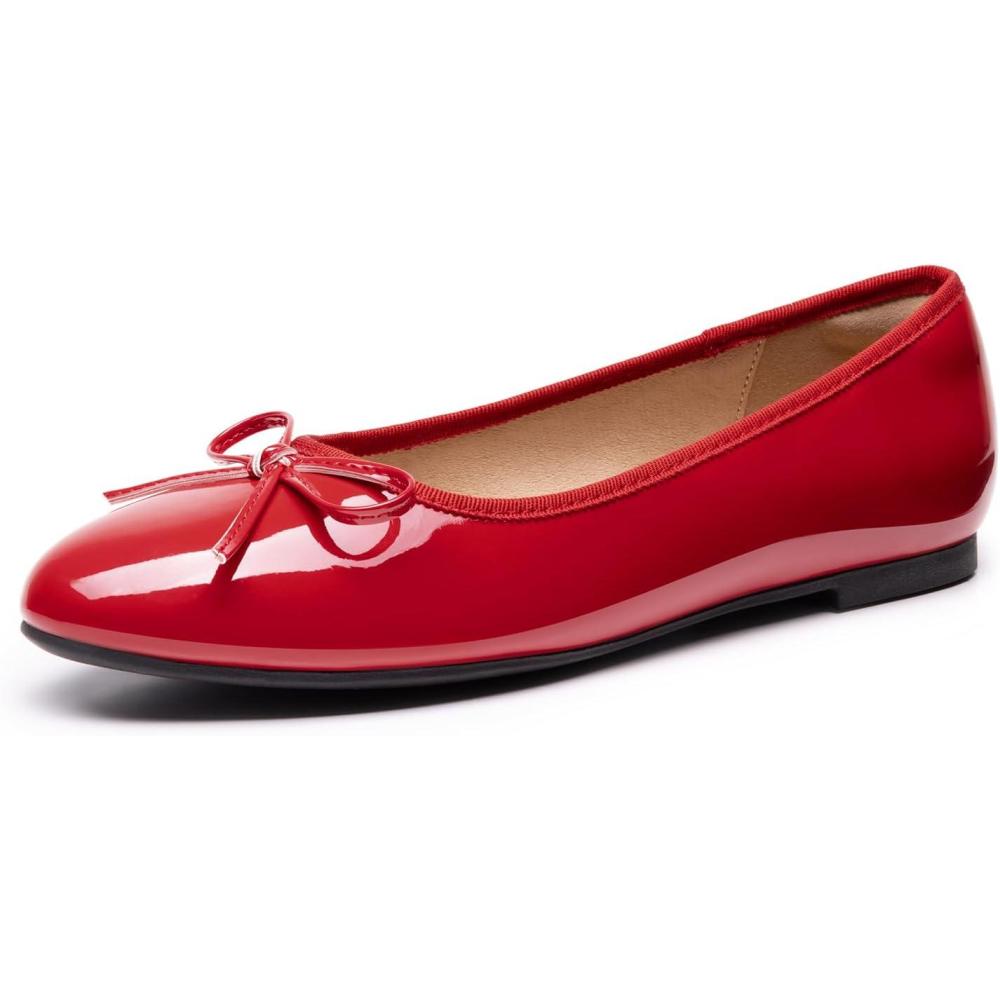 image:imageDream Pairs Womens Flats Round Toe Ballet Flats Comfortable Slipon Dressy Business Casual Work Office Ballerina Flat Dress ShoesRedpat