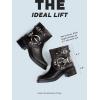 DREAM PAIRS Women’s Ankle Boots Fashion Buckles Square Toe Motorcycle Riding Biker Boots Low Chunky Heel Fall Booties Shoes(Black/Brown)
