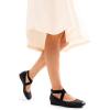 DREAM PAIRS Women’s Ballet Flats, Comfortable Slip-On Square Toe Dress Shoes with Elastic Ankle Straps(Black-pu)
