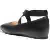 DREAM PAIRS Women’s Ballet Flats, Comfortable Slip-On Square Toe Dress Shoes with Elastic Ankle Straps(Black-pu)