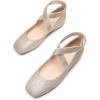 DREAM PAIRS Women’s Ballet Flats, Comfortable Slip-On Square Toe Dress Shoes with Elastic Ankle Straps(Gold-glitter)