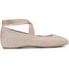 DREAM PAIRS Women’s Ballet Flats, Comfortable Slip-On Square Toe Dress Shoes with Elastic Ankle Straps(Gold-glitter)