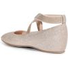 DREAM PAIRS Women’s Ballet Flats, Comfortable Slip-On Square Toe Dress Shoes with Elastic Ankle Straps(Gold-glitter)