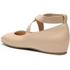 DREAM PAIRS Women’s Ballet Flats, Comfortable Slip-On Square Toe Dress Shoes with Elastic Ankle Straps(Nude-pu)