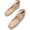 DREAM PAIRS Women’s Ballet Flats, Comfortable Slip-On Square Toe Dress Shoes with Elastic Ankle Straps(Nude-pu)