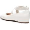 DREAM PAIRS Women’s Ballet Flats, Comfortable Slip-On Square Toe Dress Shoes with Elastic Ankle Straps(White-pu)