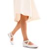 DREAM PAIRS Women’s Ballet Flats, Comfortable Slip-On Square Toe Dress Shoes with Elastic Ankle Straps(White-pu)