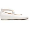 DREAM PAIRS Women’s Ballet Flats, Comfortable Slip-On Square Toe Dress Shoes with Elastic Ankle Straps(White-pu)