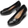 DREAM PAIRS Women’s Chunky Comfortable Closed Toe Low Block Heels Work Round Toe Dress Wedding Adjustable Slip On Pumps Shoes(Black)