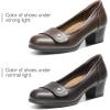 DREAM PAIRS Women’s Chunky Comfortable Closed Toe Low Block Heels Work Round Toe Dress Wedding Adjustable Slip On Pumps Shoes(Brown)