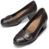 DREAM PAIRS Women’s Chunky Comfortable Closed Toe Low Block Heels Work Round Toe Dress Wedding Adjustable Slip On Pumps Shoes(Brown)