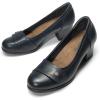 DREAM PAIRS Women’s Chunky Comfortable Closed Toe Low Block Heels Work Round Toe Dress Wedding Adjustable Slip On Pumps Shoes(Navy)