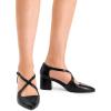 DREAM PAIRS Women’s Chunky Heels Dress Pumps Closed Pointed Toe Comfort Cross Strap Block Heel Shoes for Party Dance Wedding(Black-pu)