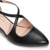 DREAM PAIRS Women’s Chunky Heels Dress Pumps Closed Pointed Toe Comfort Cross Strap Block Heel Shoes for Party Dance Wedding(Black-pu)