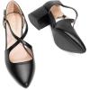DREAM PAIRS Women’s Chunky Heels Dress Pumps Closed Pointed Toe Comfort Cross Strap Block Heel Shoes for Party Dance Wedding(Black-pu)