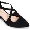 DREAM PAIRS Women’s Chunky Heels Dress Pumps Closed Pointed Toe Comfort Cross Strap Block Heel Shoes for Party Dance Wedding(Black-suede)