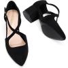DREAM PAIRS Women’s Chunky Heels Dress Pumps Closed Pointed Toe Comfort Cross Strap Block Heel Shoes for Party Dance Wedding(Black-suede)